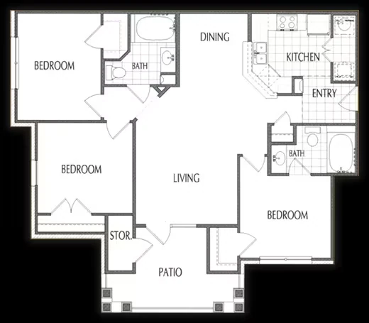 Three Bedroom 1327 floor plan